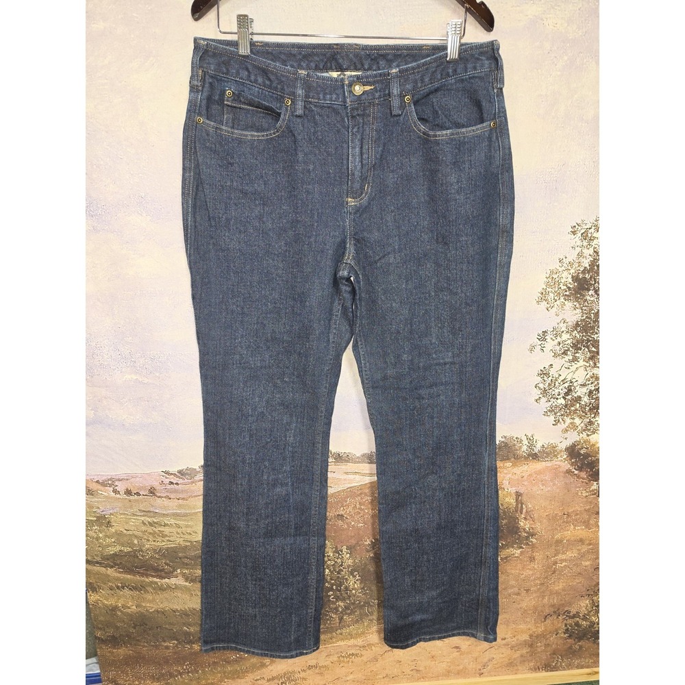 Duluth Trading Co Jeans Womens 14x33 Dark Wash Mid Rise Straight Stretch Denim - Picture 1 of 9